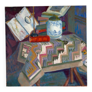 La table de lecture, - huile toile