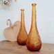 Pair of Italian Empoli vases in amber bubbled glass