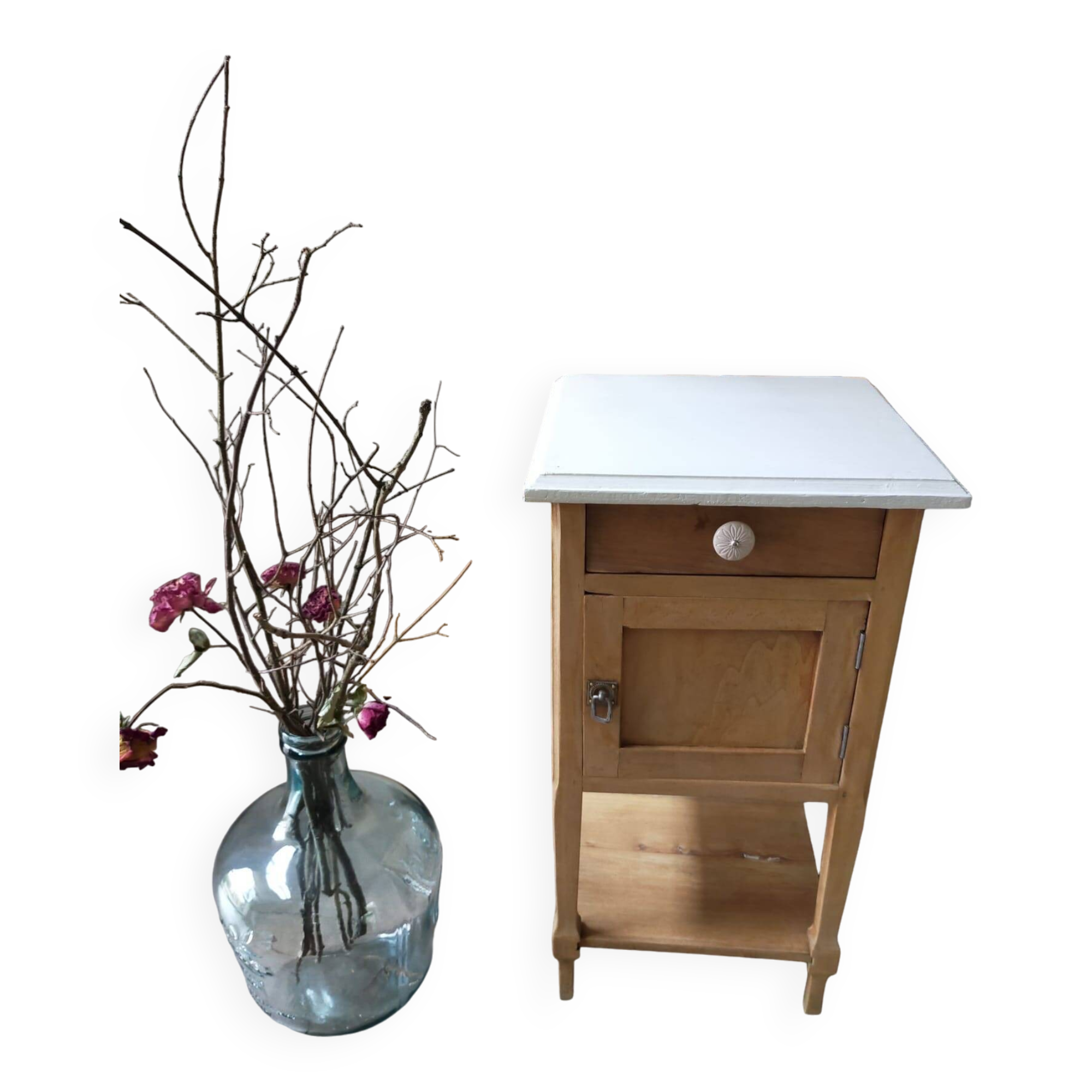 Solid wood bedside table