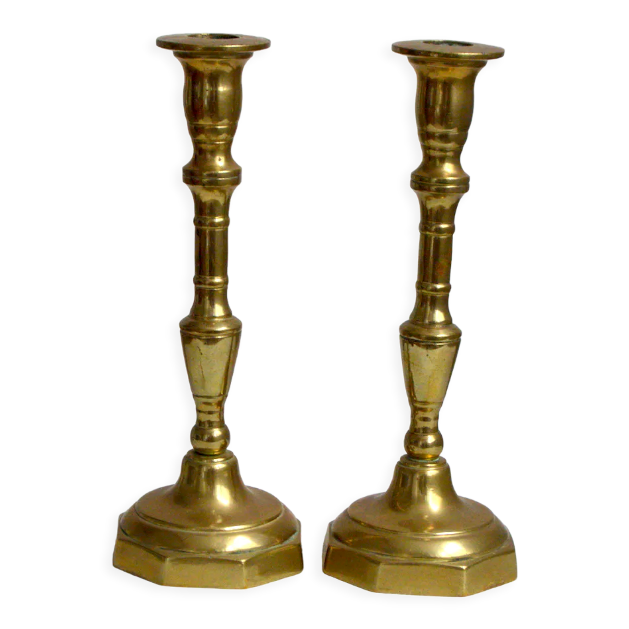 Pair of solid brass candlesticks