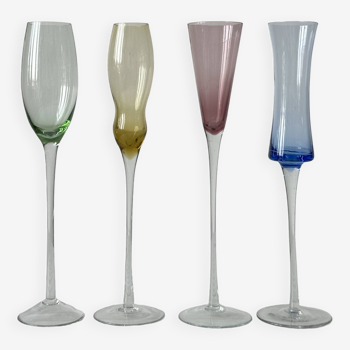 4 multi-colored stemmed glasses