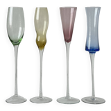 4 verres à pied multicolores