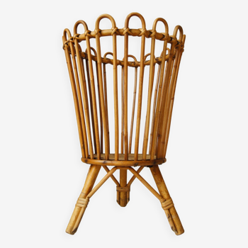 Tripod rattan worker/plant holder 1960