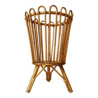 Tripod rattan worker/plant holder 1960