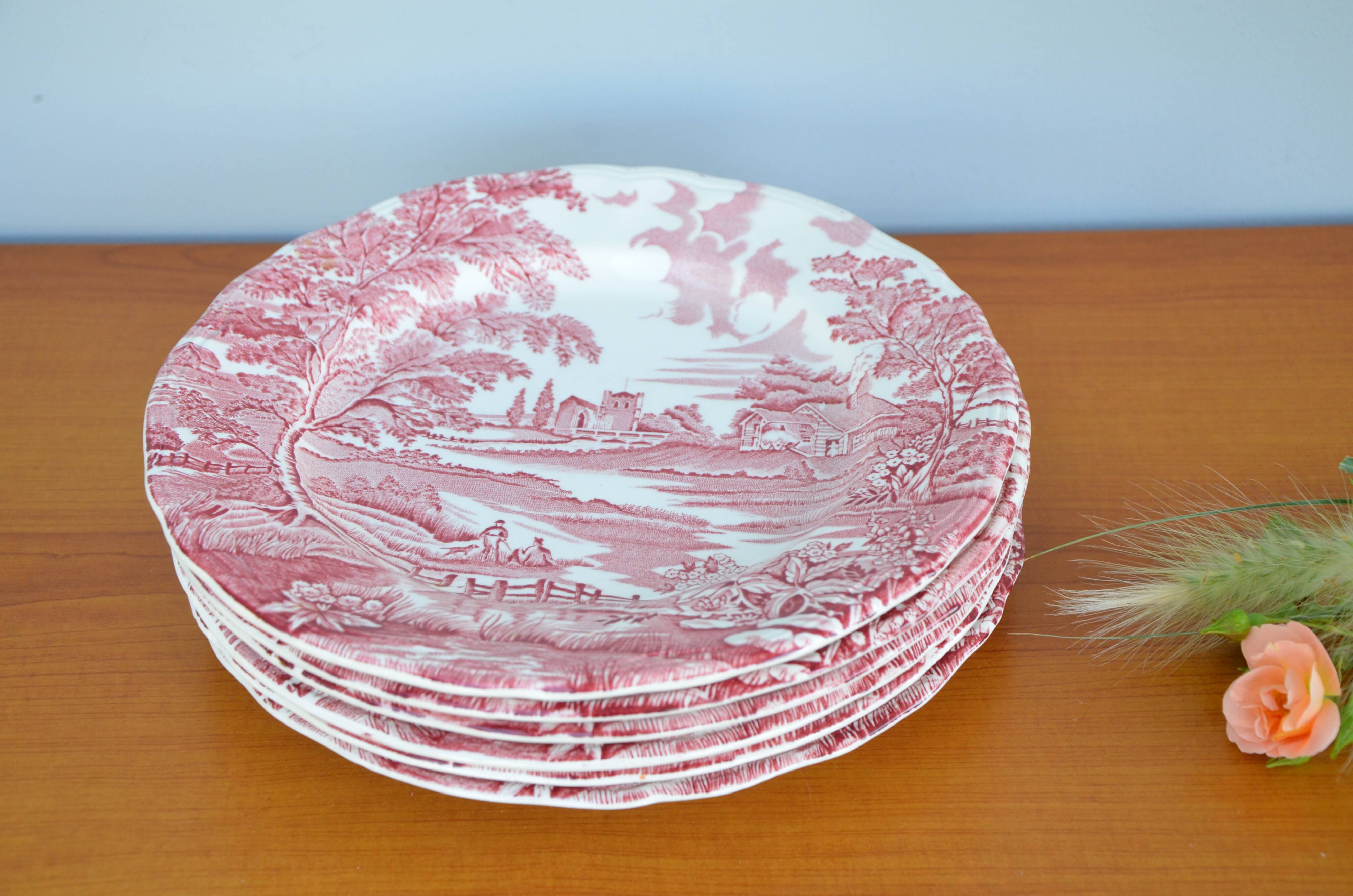 Set of 6 English style plates, kesteloot birthday