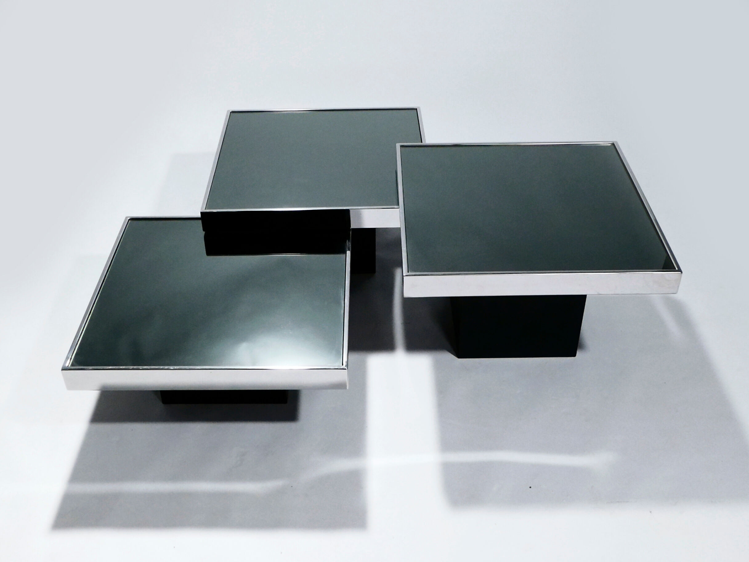 Coffee table chrome mirror Willy Rizzo for Cidue Italy 1970