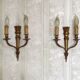 Elegant Pair French Antique Bronze Empire Arrow Style Double Wall Lights 4841