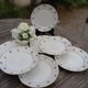 Dessert plates x 7 retro porcelain 1920/50 with flowers, CH-RENOU