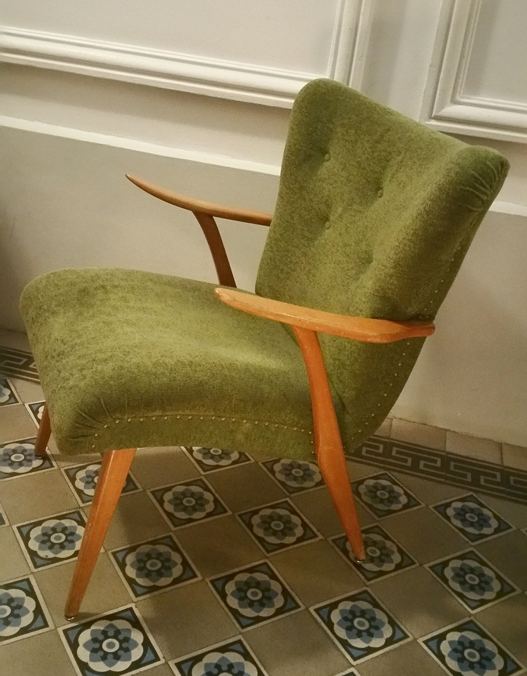 Pair of Wing chairs  Zig Zag scandinavian 50 60s