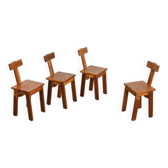 Set of four mountain chairs, La Plagne circa 1970