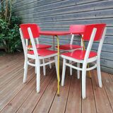 Set of 4 chairs and a vintage table, 70s