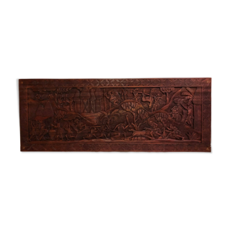 Bas relief en bois exotique