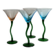 Set of 4 vintage green twisted stem cocktail glasses