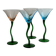 Set of 4 vintage green twisted stem cocktail glasses