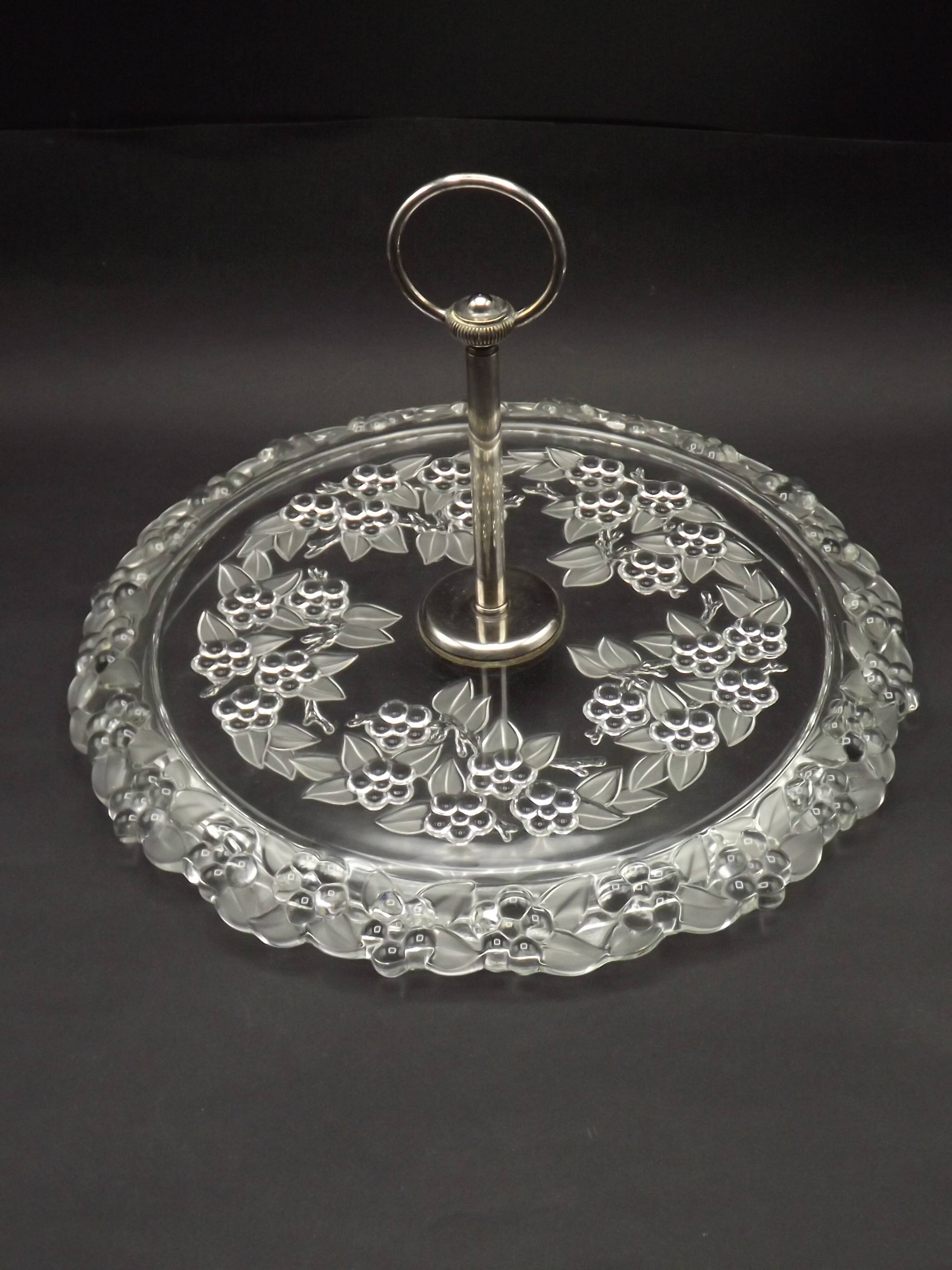 Vintage French Cheese & Sandwich Serving Plate Pressed Glass Floral ...