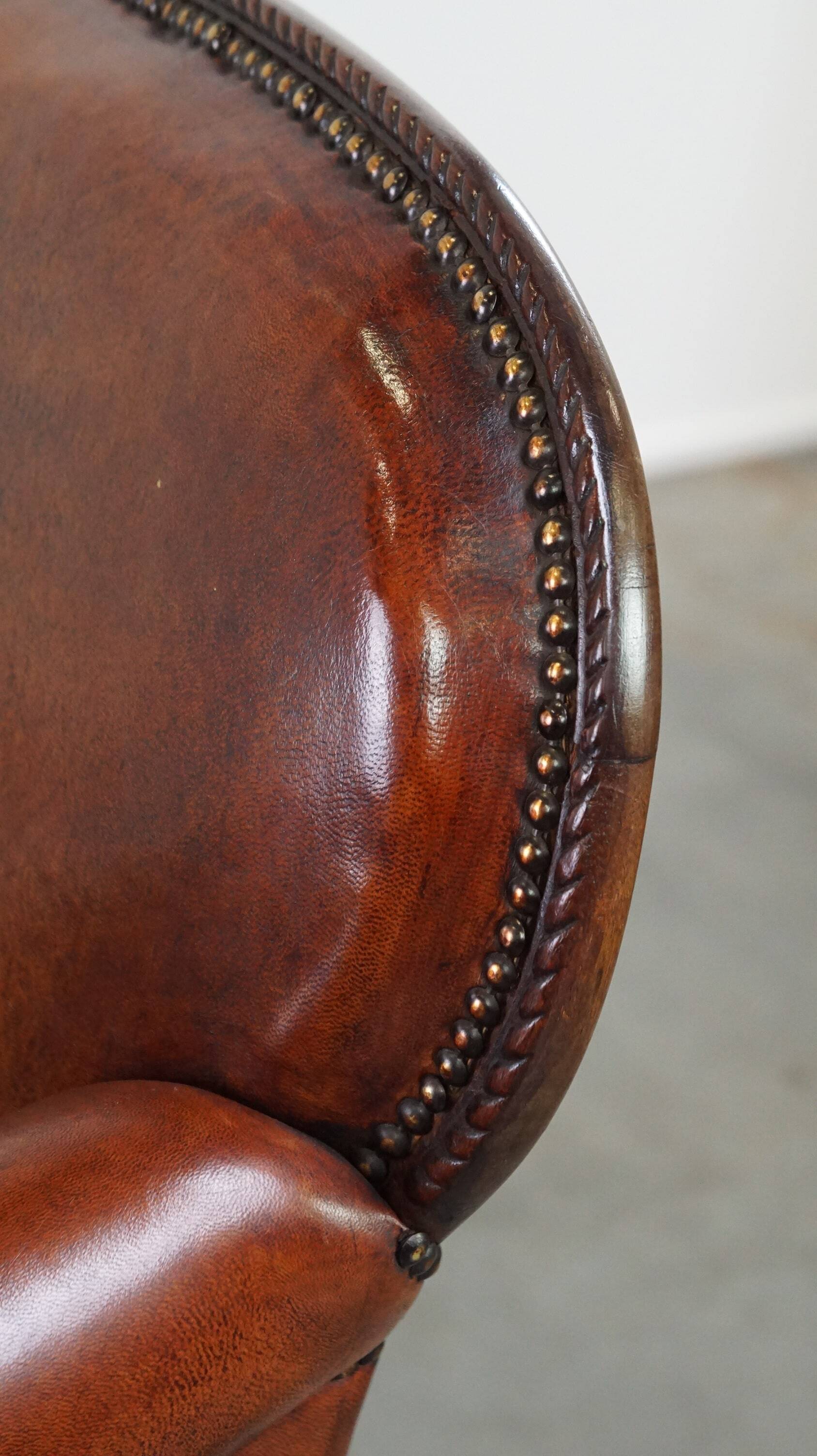 Fully restored antique sheepskin armchair
