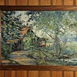 Impressionist oil painting on cardboard signed MAZARD - Barbizon school