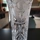 Vintage vase in stylish bohemian chic crystal, floral motifs, braces