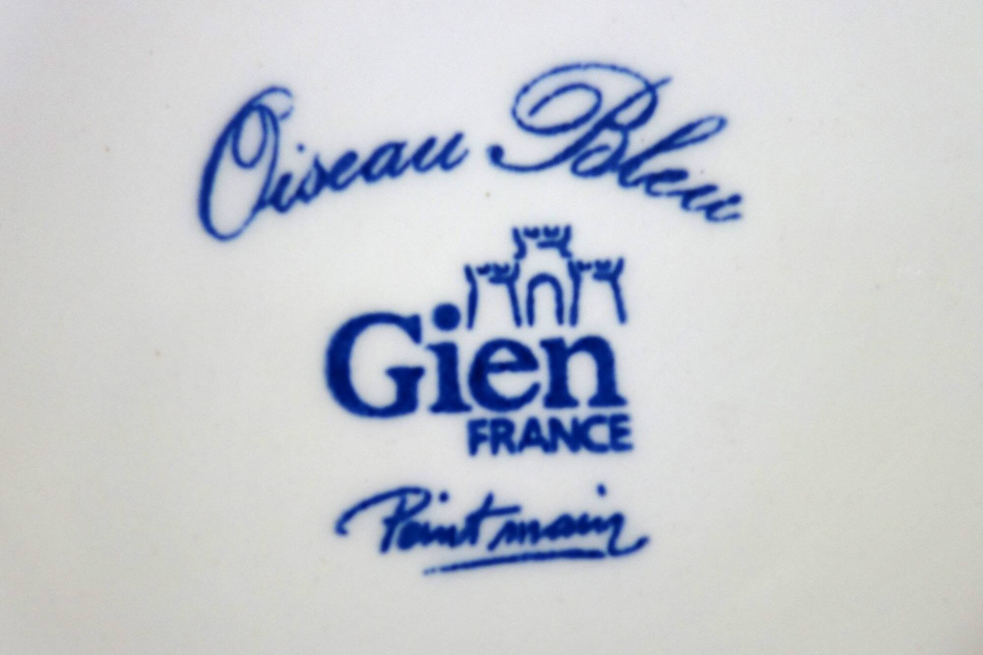 Gien earthenware candy box, vintage Blue Bird model