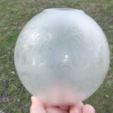Engraved glass globe tulip oil lamp