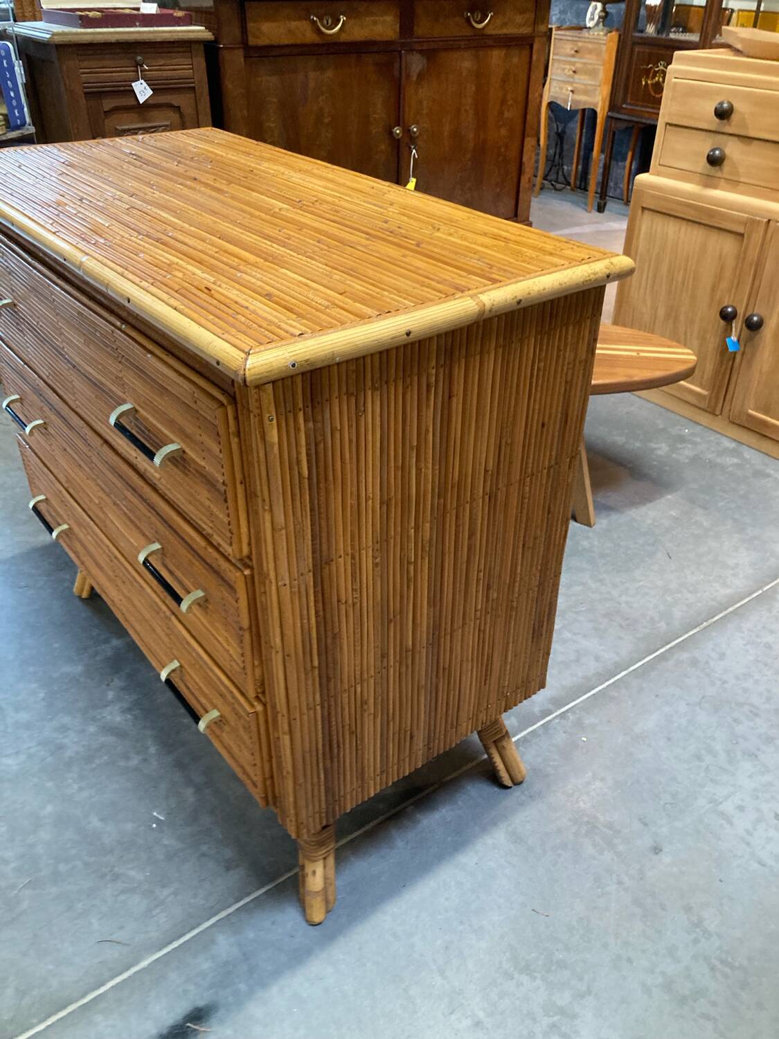 Vintage rattan chest of drawers 1960