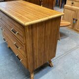 Commode vintage en rotin 1960