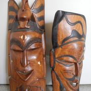 Pair of African wooden masks, vintage decoration, wooden African masks, 70s/80s