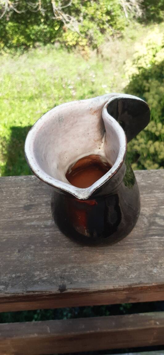 Enamelled terracotta pitcher, France, 1950s