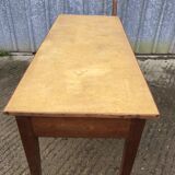 Antique solid cherry farmhouse table with 2 front drawers.