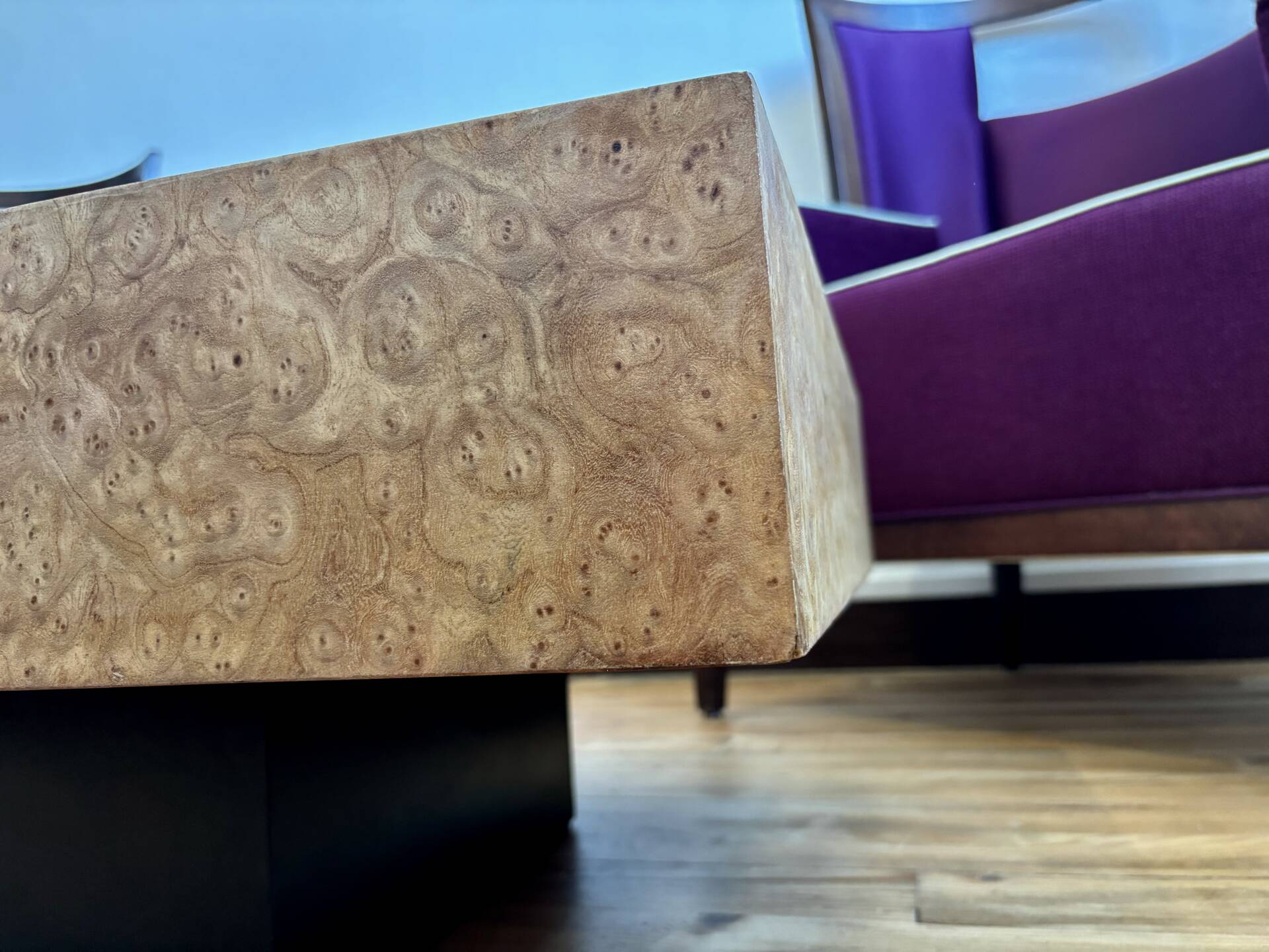 Vintage elm burl coffee table