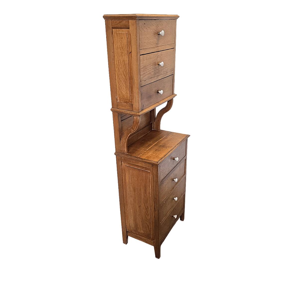 Antique Narrow Oak Chest Of Drawers, early 1900s