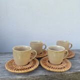 Ceramic and rattan coffee cups
