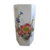 Vase à facettes en porcelaine blanche fleurie