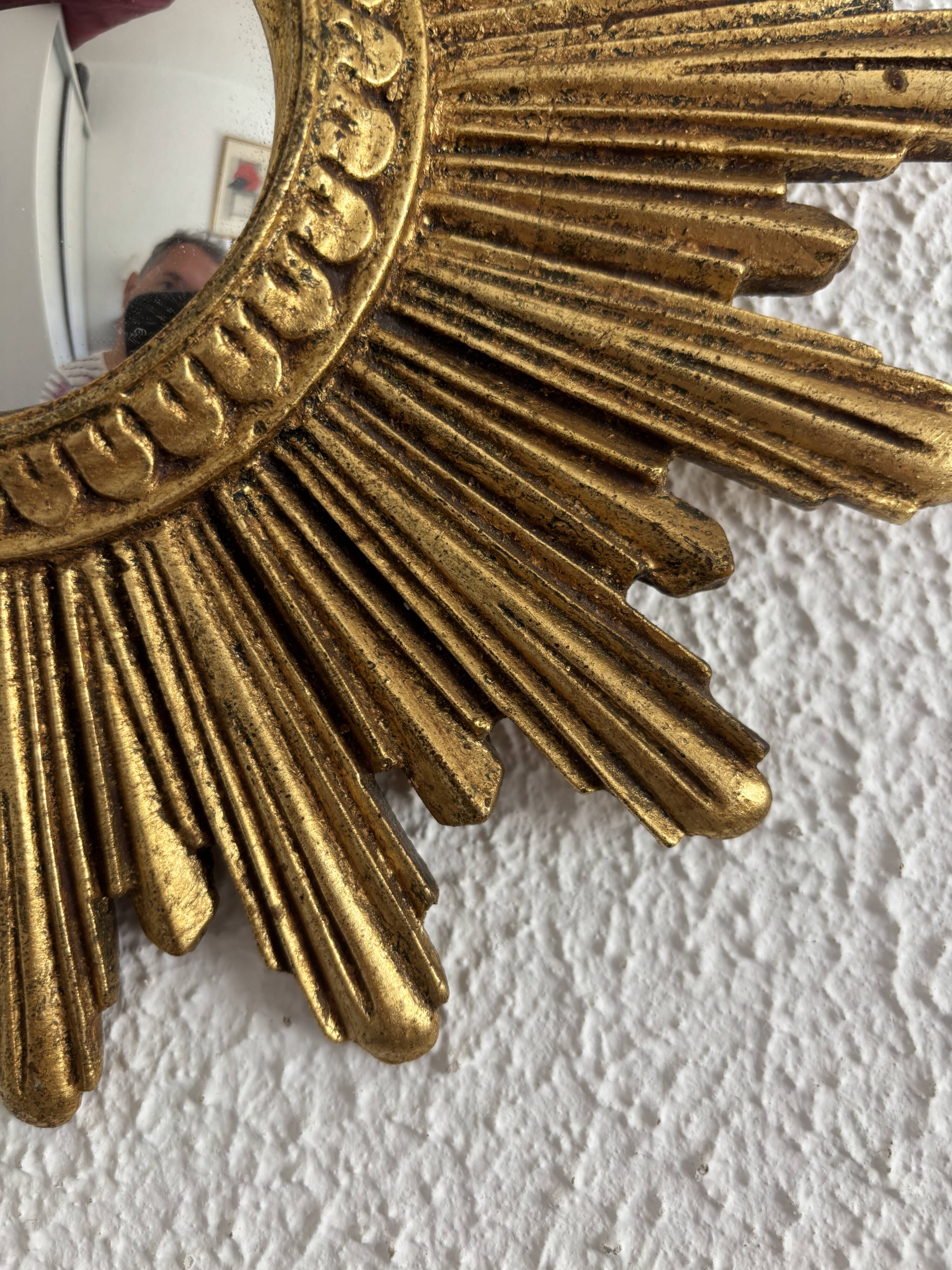Vintage 1960s sun mirror witch's eye gold - 26 cm