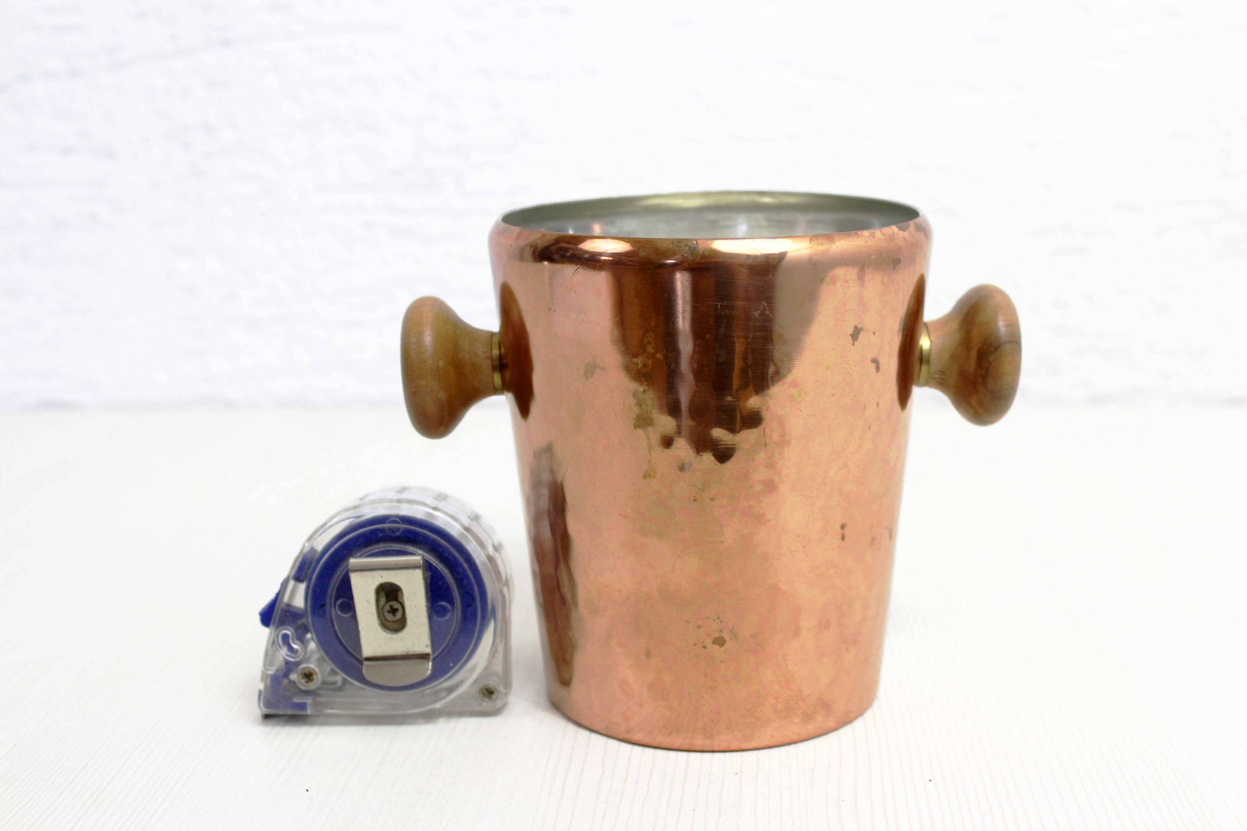 Small copper and teak ice bucket