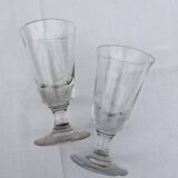 2 old bistro glasses, flared, in blown glass
