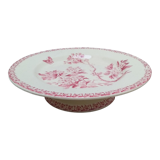 Cake dish on foot in iron earth of Gien model Pink hawthorn