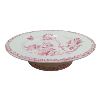 Cake dish on foot in iron earth of Gien model Pink hawthorn