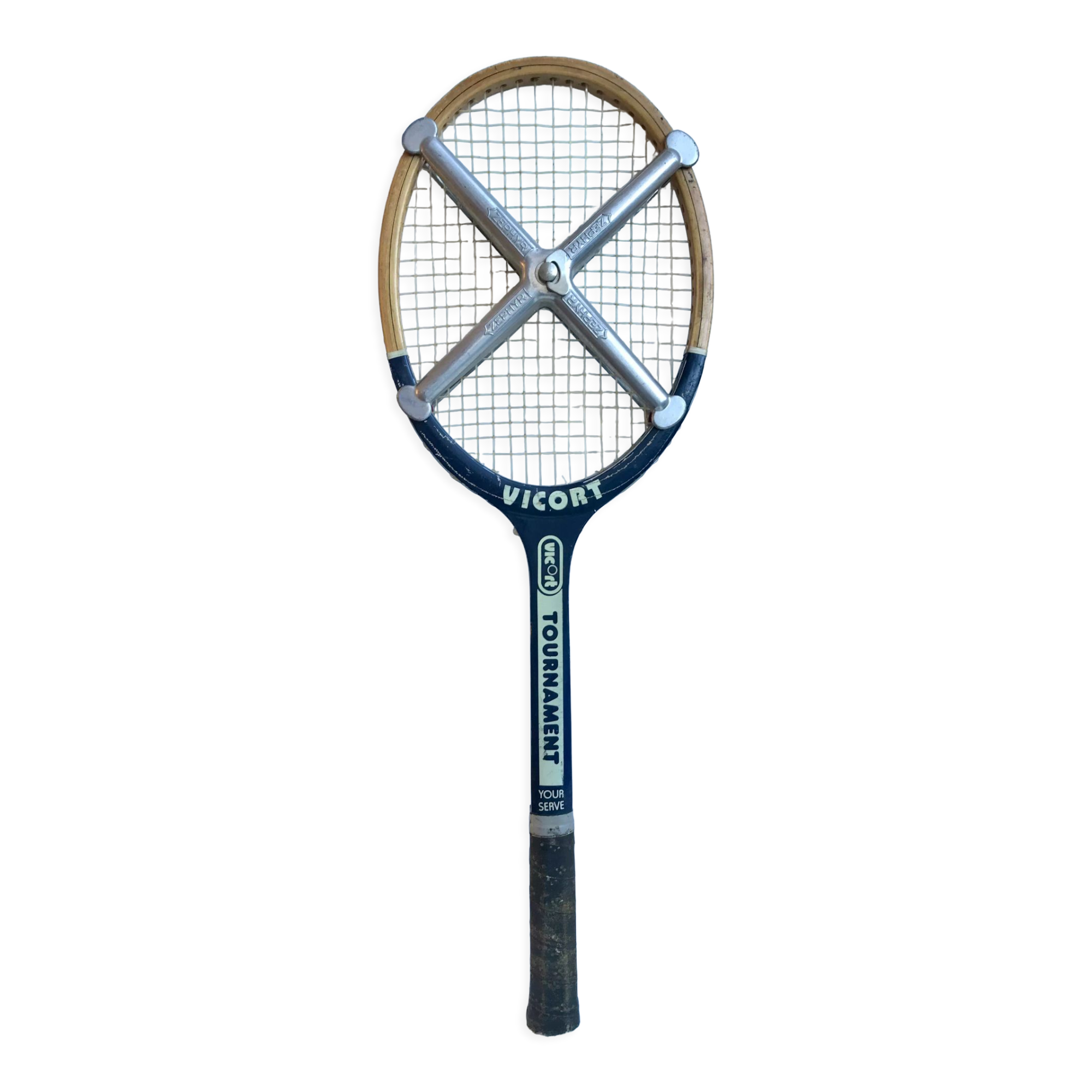 Vintage wooden racket and tensioner "vicort" 70s