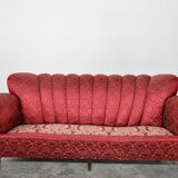 Mid-Century red and gold three-seater sofa by Paolo Buffa, Italy, 50s