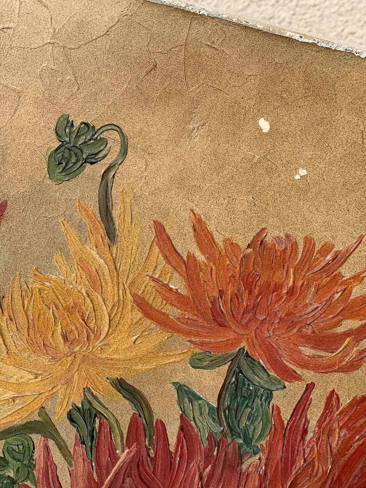 Painting the bouquet of vintage dahlias signed Blanchard