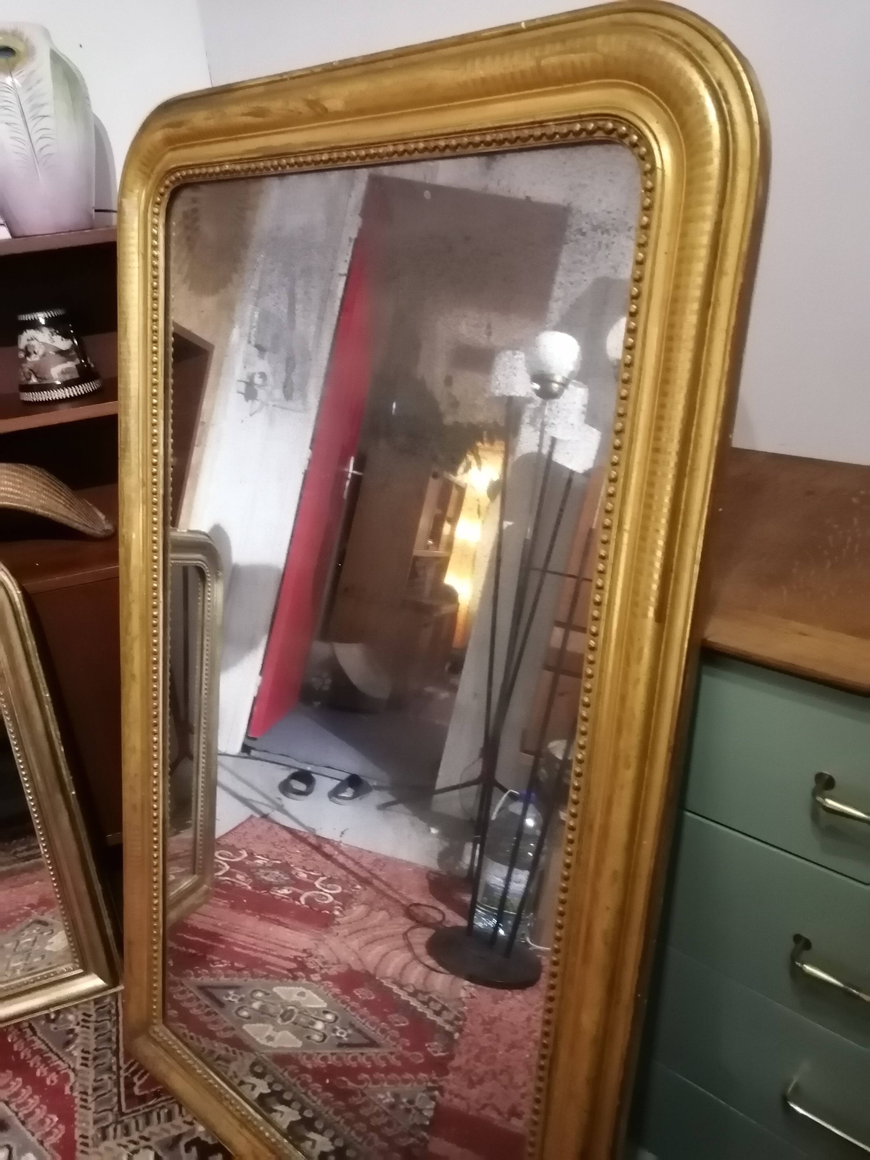 Beautiful and large mirror old Louis Philippe golden 85x140cm