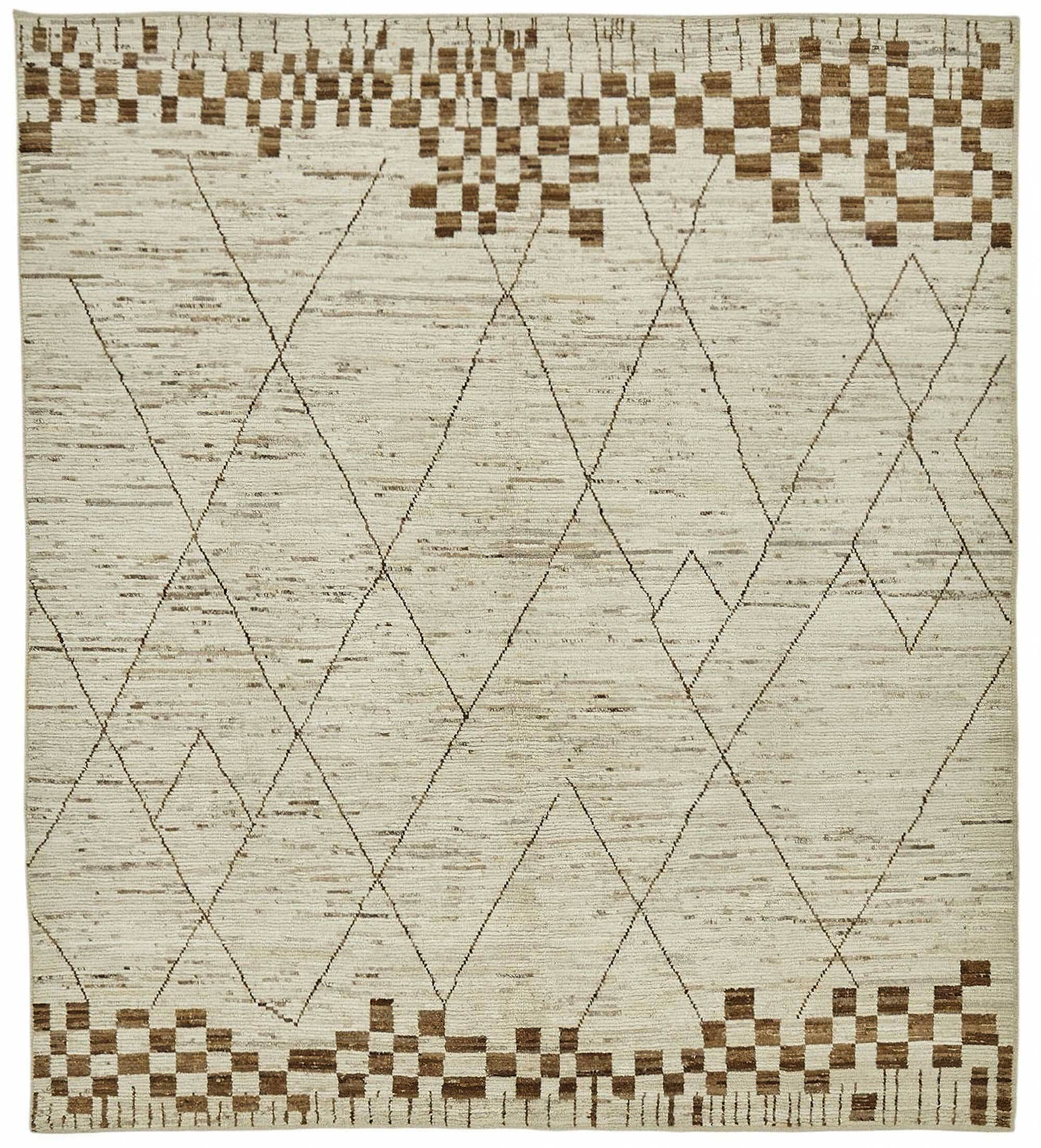 Handwoven Tribal One of a Kind 259 cm x 293 cm Beige Wool Carpet