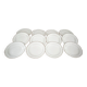 Set of 12 white earthenware dessert plates with a gold rim from Sarreguemines.