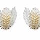 Set of 2 Taormina, Elegant Murano Wall Light Transparent Leaves, 1970