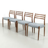 Set of 4 Niels Møller model '78' chairs refurbished