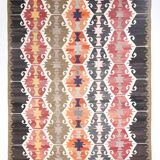9x12 Geometric Style Turkish Vintage Kilim Rug, 264x383Cm