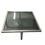 Table in satin aluminum and black glass, 70s design