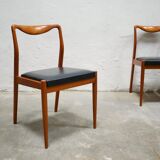 Series of 4 vintage Scandinavian chairs in teak and skaï