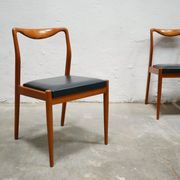 Series of 4 vintage Scandinavian chairs in teak and skaï